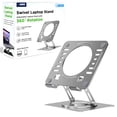 thumbnail image 2 of Swivel Laptop Stand for Desk – Adjustable Laptop Riser with 360° Rotation, Height & Tilt, Vented Metal Cooling Panel, Portable Folding Stand (Silver), 2 of 10