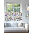 thumbnail image 4 of Sheer Curtains 54 Inch Length 2 Panels Set for Kitchen, Pueple Pink Flower Semi Sheer Curtains for Windows, Pastoral Pastel Pink Boho Floral Leaf Voile Window Treatments Rod Pocket Curtain, 4 of 7