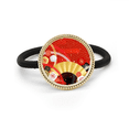 thumbnail image 1 of Folding Fan Sakura Geometry Pattern Silver Metal Hair Tie And Rubber Band Headdress, 1 of 3