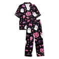 thumbnail image 5 of CONZONE Halloween Pajamas for Women Set Short Sleeve Button Down Graphic Tops Pants Pjs 2 Piece Spooky Season Sleepwear, 5 of 5