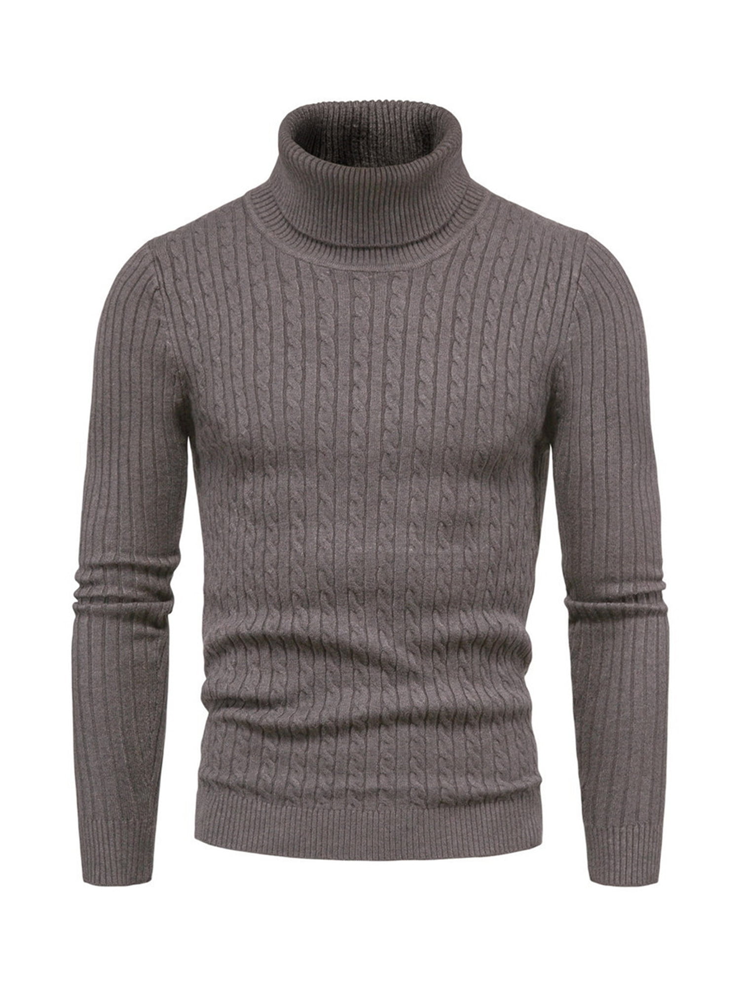 YONGM Mens Slim Turtleneck Pullover Sweaters with Twist Patterned