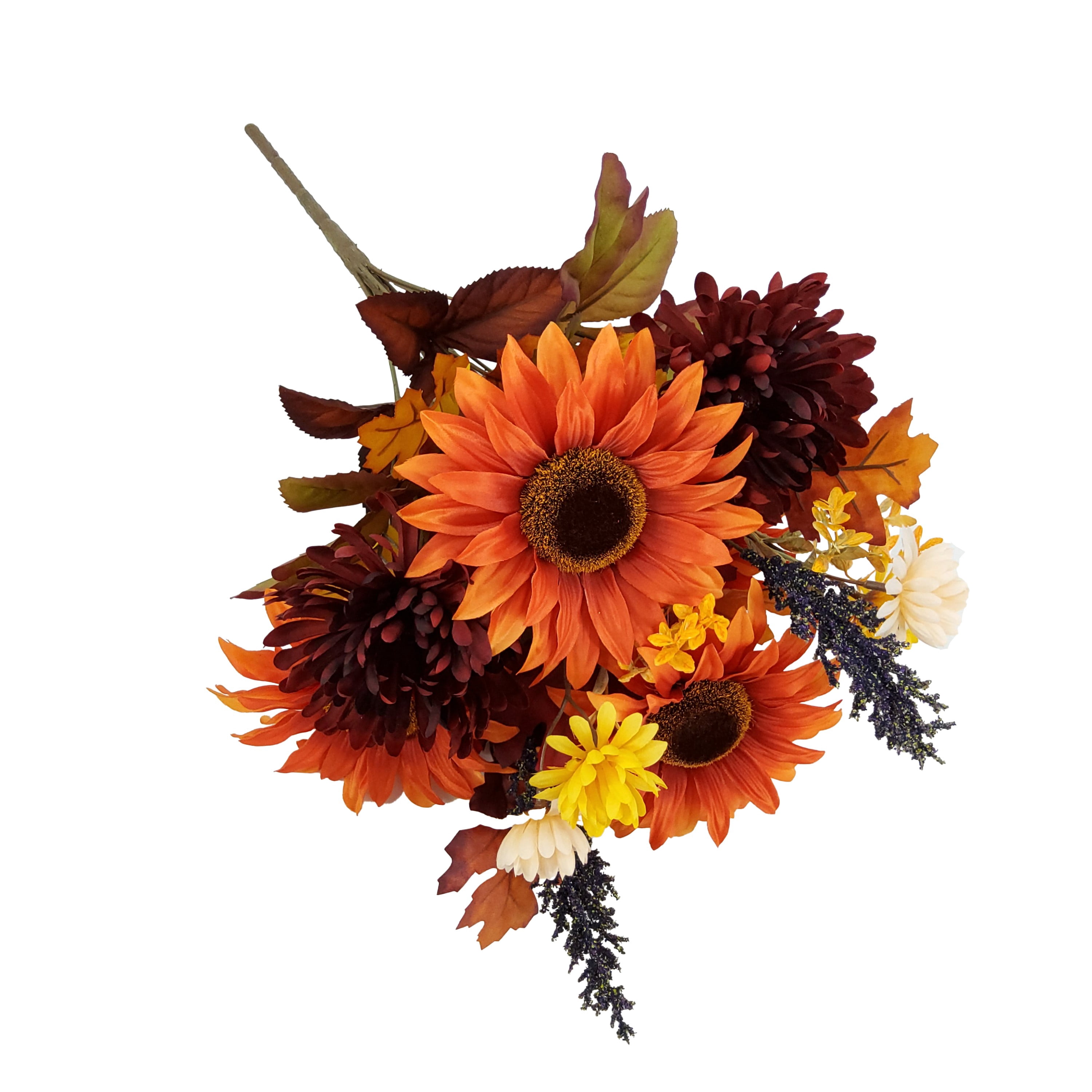 Mainstays 18.5in Indoor Artificial Orange Sunflower and Mum Bouquet.