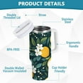 thumbnail image 2 of Yayeee 40oz Stainless Steel Tumbler with Straw and Handle Double-Wall Insulated Travel Water Bottle, Yellow Lemons, 2 of 8