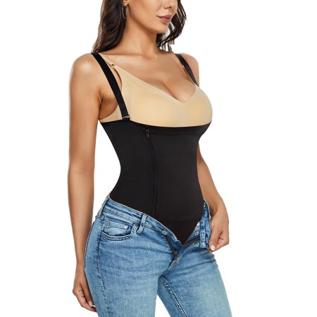 

Molutan Women s Latex Waist Trainer Bodysuit Tummy Control Shapewear Full Body Shaper Open Bust Corset(Black XL)