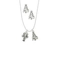 thumbnail image 2 of Delight Jewelry Silvertone Antiqued Lobster Silver tone Zig Zag Christmas Tree Charm Necklace and Stud Earrings, 2 of 4