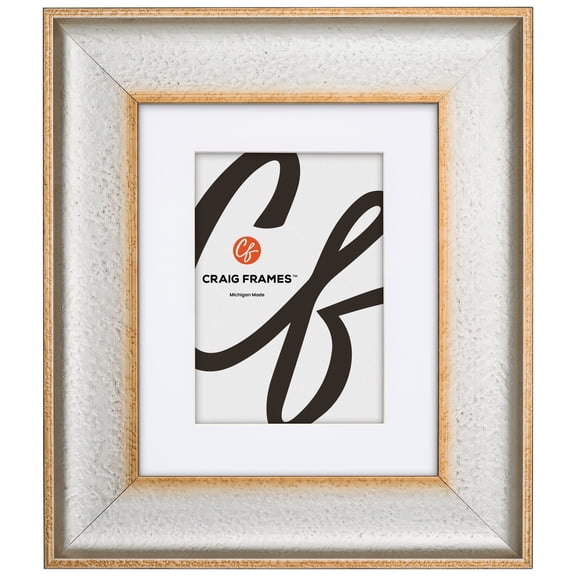 Craig Frames Cairo, 12x36 Picture Frame Matted for an 8x32 Photo, Silver