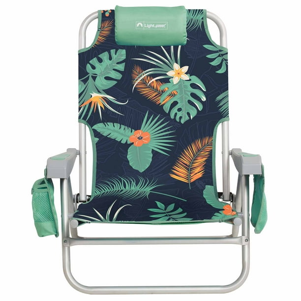 Lightspeed Outdoors Reclining Beach Chair Lightweight Folding Chair Deep Tropics Walmart Com Walmart Com