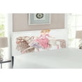 thumbnail image 2 of Feminine Headboard, Smiling Cartoon on a White Horse Mane Happiness Theme Animal Print, Upholstered Decorative Metal Bed Headboard with Memory Foam, Full Size, Cream Pink, by Ambesonne, 2 of 4