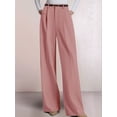 thumbnail image 6 of Womens Wide Leg Dress Pants Business Casual Flowy Work Palazzo Pants High Waisted Slacks Trousers Pink L, 6 of 10
