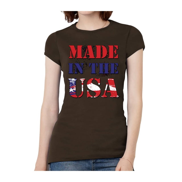 Womens Made in USA Short-Sleeve T-Shirt - Brown - 2X-Large