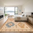 thumbnail image 3 of ODIKA 9'x12' Washable Area Rug Non-Slip, Chair-Friendly Muted Earth Tones Geometric Design Intricate Southwestern Motif with Borders for Dining Room, Basement, Large Office, 3 of 7