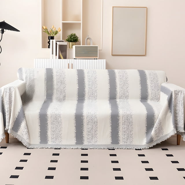 Light Blankets for Summer,Comfortable Light Striped Sofa Towel Cover Cloth Universal Non-Slip Sleeping Blanket Scratch Sofa Cover 6X4.26Ft,Cover for Sofa