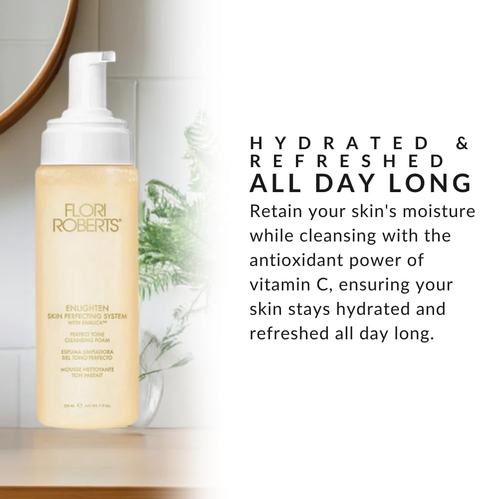 Flori Roberts Perfect Tone Cleansing Foam - Gentle Purifying Face Wash for Women, Dry Skin - 7 FL oz.