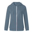 thumbnail image 5 of Dezsed Womens Hoodies Full Zip Long Sleeve Lightweight Hooded Sweatshirts Active Casual Thin Cotton Hoodie Jacket Coat with Pocket Navy XXL Clearance, 5 of 6