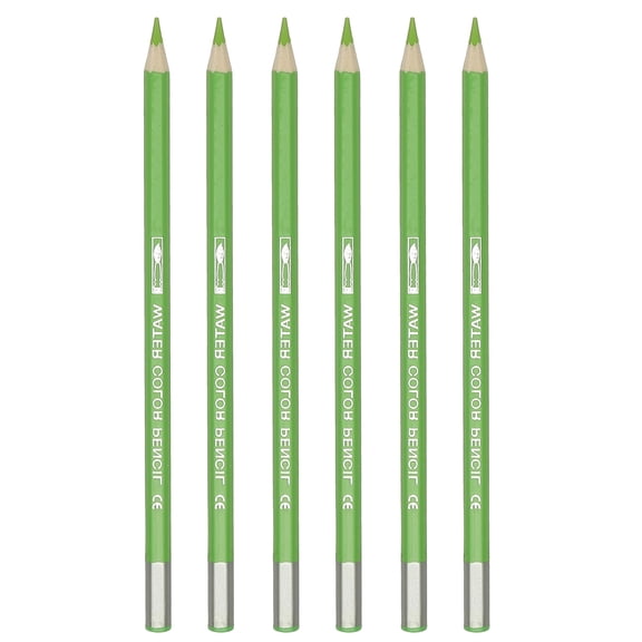 Uxcell Watercolor Pencil, 6Pcs Water Soluble Pencils for Blending, Coloring, Sketch Drawing, Painting, Green Yellow