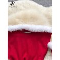 thumbnail image 4 of SINGREINY, vestido Sexy de estilo navideño para mujer, empalme de plumas sin tirantes con diseño de manga larga, Vestido corto elegante a la moda calado, 4 of 6