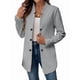 thumbnail image 2 of Blazer de Mujer con Cuello Alto, Informal, de Larga, Cruzado, Elegante, para Oficina y Negocios Gris XL, 2 of 9