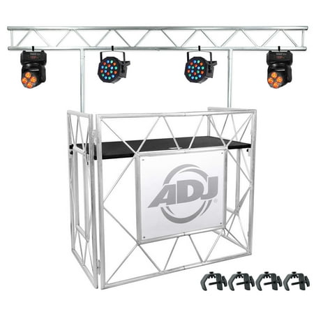 American DJ Pro Event Table II DJ Booth Facade+Truss+2 Moving Heads+2 Par Lights