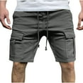 thumbnail image 3 of Father's Day Gifts DDAPJ pyju Men's Cargo Shorts Elastic Waist Drawstring Summer Casual Shorts Lightweight Multi Pockets Work Athletic Shorts Dark Gray L, 3 of 8