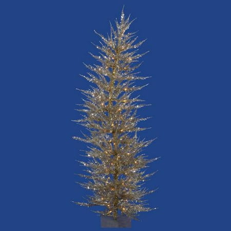 5' Pre-Lit Whimsical Champagne Artificial Tinsel Christmas Tree - Clear Lights