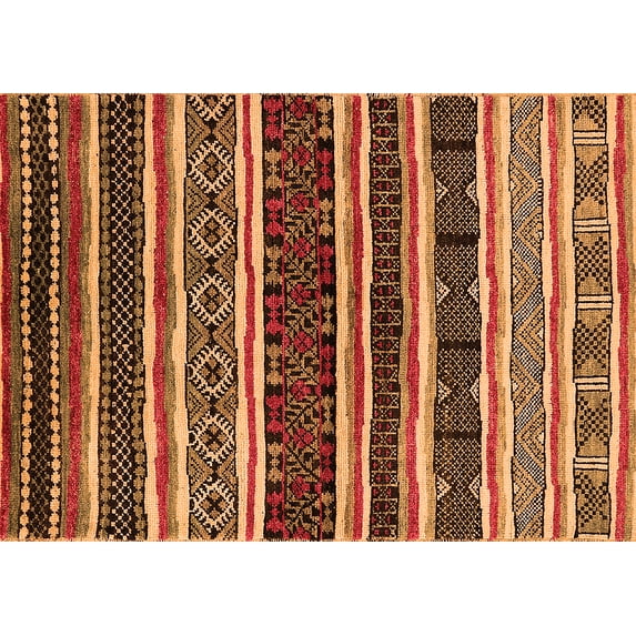 Ahgly Company Indoor Rectangle Oriental Orange Industrial Area Rugs, 5' x 7'