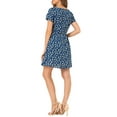 thumbnail image 3 of INSPIRE CHIC Robe de Bal Trapèze à Encolure Carrée Imprimée à Manches Courtes pour Femme TG Bleu Floral, 3 of 8