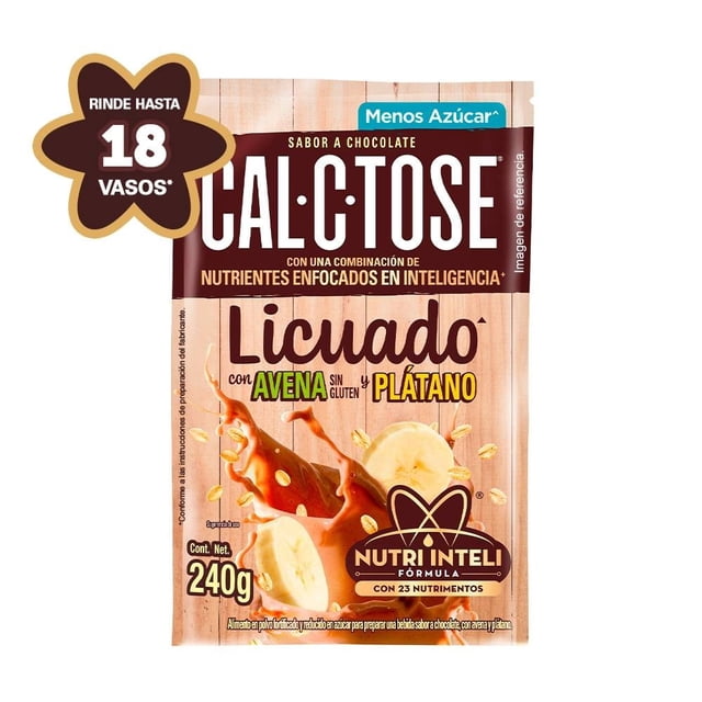 Alimento en Polvo Cal C Tose Licuado Menos Azúcar sabor chocolate, avena y plátano 240 g