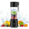 thumbnail image 1 of Batidoras portátiles Licuadora de frutas Licuadora de jugo eléctrica Recargable por USB, 6 cuchillas 3D para una mezcla excelente, 380 ml Negro brillar Electrónica, 1 of 5