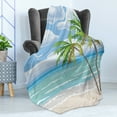 thumbnail image 4 of Graphic Beach Soft Flannel Fleece Blanket, Summer Coast in the Wind with Palm Trees Cloudy Sky and Flying Seagull Image, Cozy Plush for Indoor and Outdoor Use, 50" x 70", Multicolor, by Ambesonne, 4 of 5