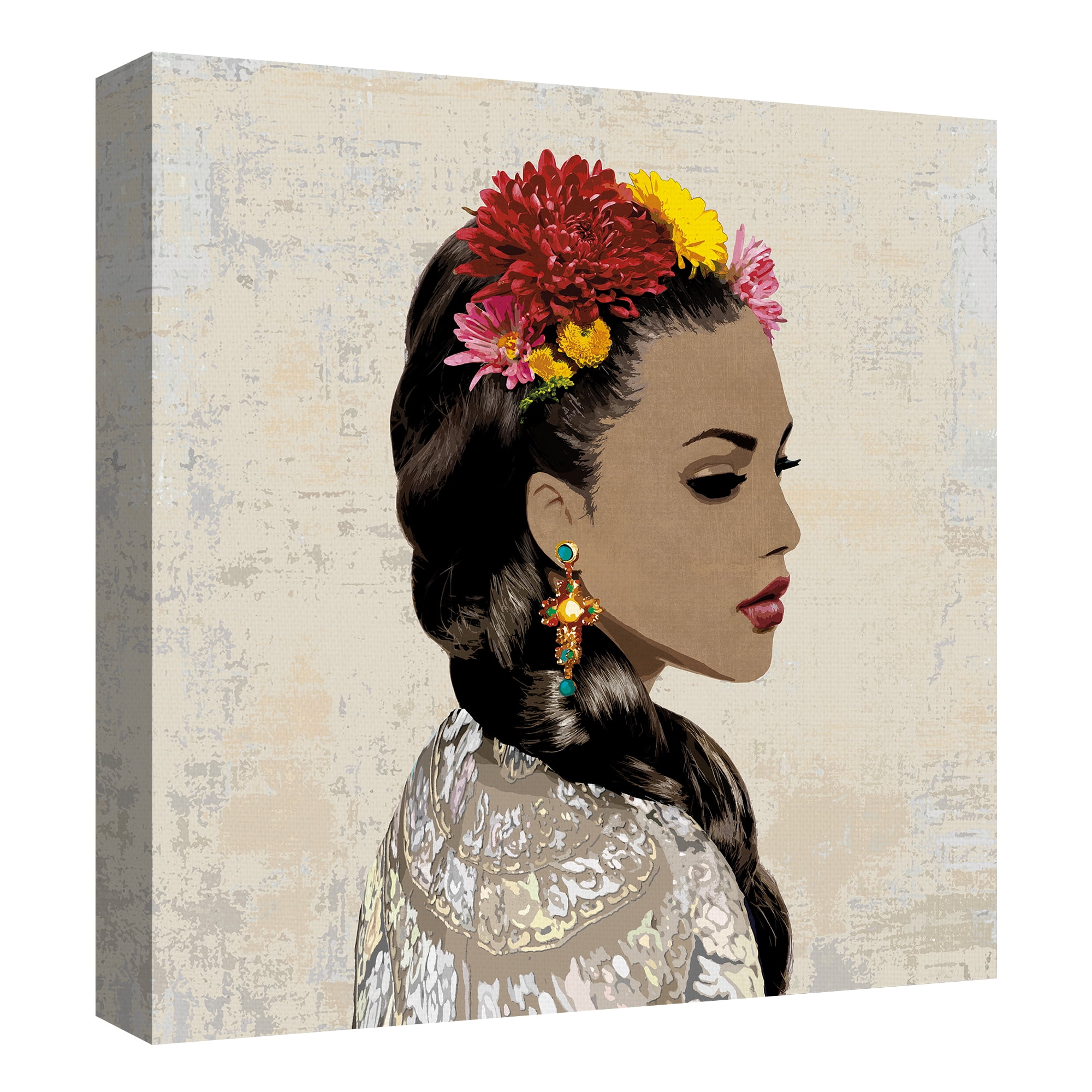 Bonita de Flores, Corona de Flores by Mark Chandon Woman with Flowers Canvas Art Set of 2