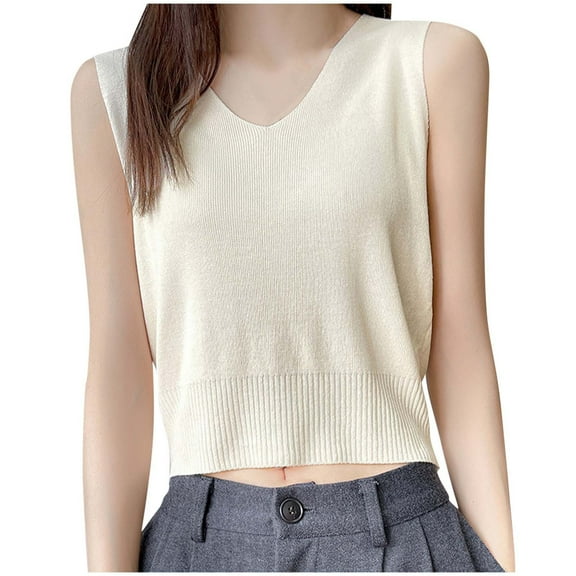 CYRBOKO Women's Tank Tops 2025, Breathable Soft V-Neck Summer Sleeveless Clothings Beige Size S-2XL