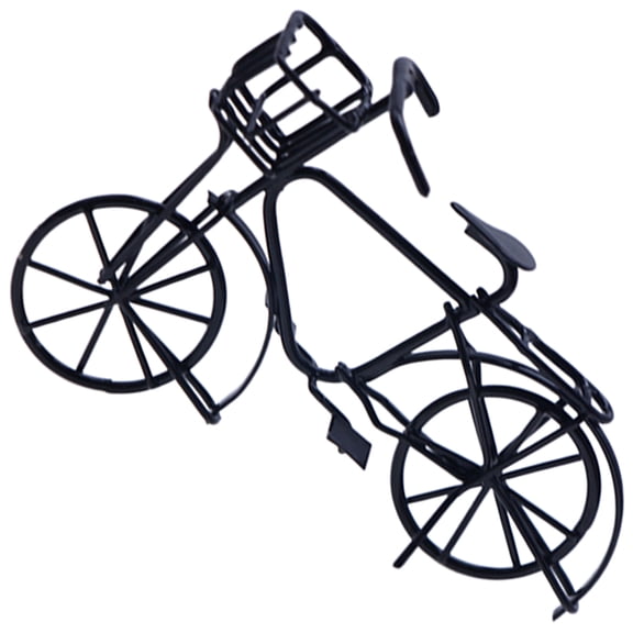 Luxshiny Lifelike Black Mini Bike Model Metal Sculpture for Practice Vintage Home Decor Desk Ornament 3.5 inches