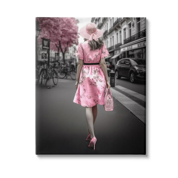 Stupell Industries Trendy Woman in City Travel & Places Painting Gallery Wrapped Canvas Art Print Wall Art, 16 x 20