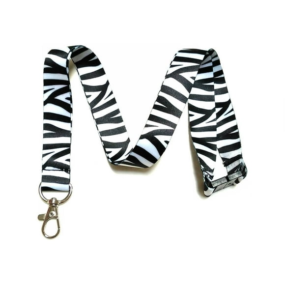 Break Away Black & White Print Lanyard Key Chain Id Badge Holder (Zebra)