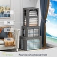 thumbnail image 5 of Paquete De 3 Contenedores De Almacenamiento Plegables – Caja De Almacenamiento De Marco De Tela De Lino Apilable Organizador De Contenedores De Ropa Con Ventana Transparente Y Asas De Transporte De Gr, 5 of 5