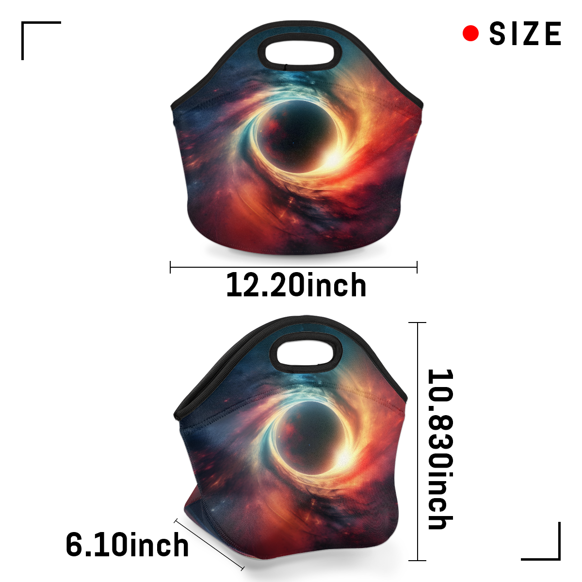 Herdesigns Galaxy Neoprene Lunch Bag, Planets Universe Space Insulated Lunch Box for Women Men Washable Lunch Tote Soft Lunch Container With Zipper for Work Picnic Travel