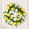 thumbnail image 4 of 16 inch Tulip Wreath Door Wreath, Artificial Flower Tulip Floral Twig Door Wreath Spring Autumn Wreath for Front Door Mother Day’s Wreath Thanksgiving Day New Year Wreath, 4 of 10