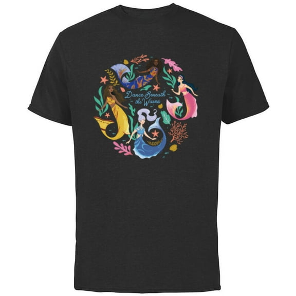 Disney The Little Mermaid Dance Beneath the Waves - Short Sleeve Cotton T-Shirt for Adults - Customized-Navy