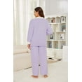 thumbnail image 2 of U2SKIIN Women's Plush Fleece Pajama Set,Soft Cozy Pajama for Women Warm Sleepwear Lounge PJS（Lavender+White, M）, 2 of 5
