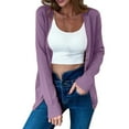 thumbnail image 2 of Purple Cardigan for Womens Solid Button Down Long Sleeve Classic V Neck Knit Cardigan Sweater Fall Trendy Outfits, 2 of 6