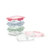 Ello Color Lock 8pc 3.4 Cup Divided Glass Meal Prep Set