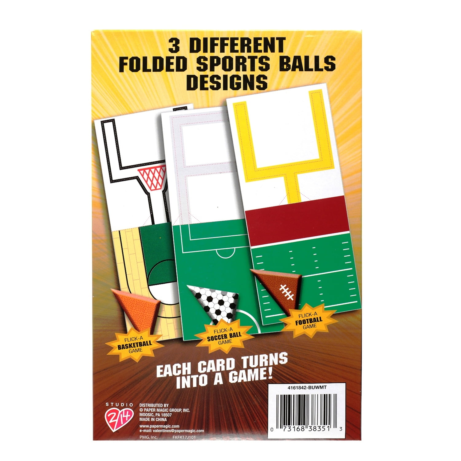 Sports Valentine/’s Day Cards Football Soccer Basketball Flick em Game Card with Envelopes for Kids Valentine Classroom Exchange Party Favor