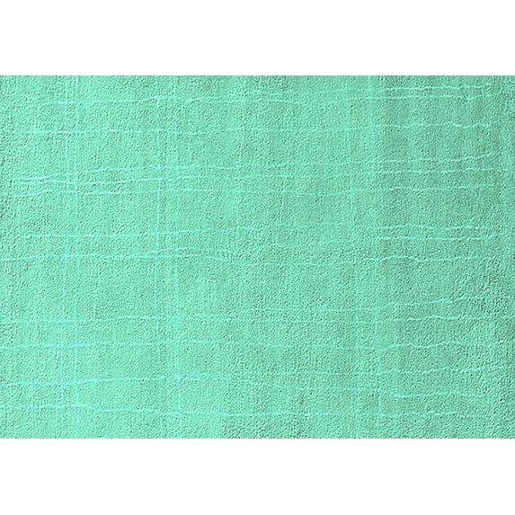 Ahgly Company Machine Washable Indoor Rectangle Solid Turquoise Blue Modern Area Rugs, 6' x 9'