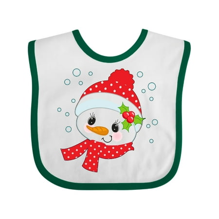 

Inktastic Cute Snow Lady in Red Hat and Scarf Gift Baby Boy or Baby Girl Bib