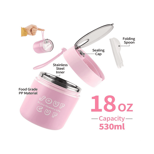 Contenant Alimentaire Isolé, 18 Onces en Acier Inoxydable pour Enfants et Adultes pour Aliments Chauds, Pot Alimentaire Isolé sous Vide, Bleu