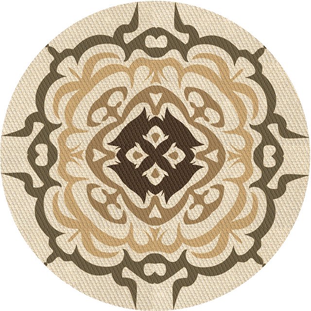 Ahgly Company Tapis d'Intérieur Rond Lavable en Machine Transitionnel Vanille Or, 8 Pieds Rond