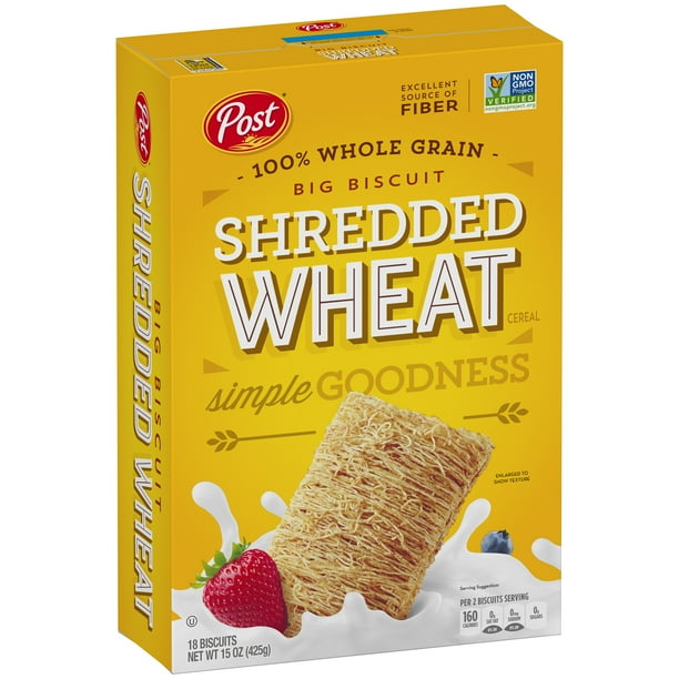 Post Big Biscuit Shredded Wheat®, Whole Grain Breakfast Cereal, No