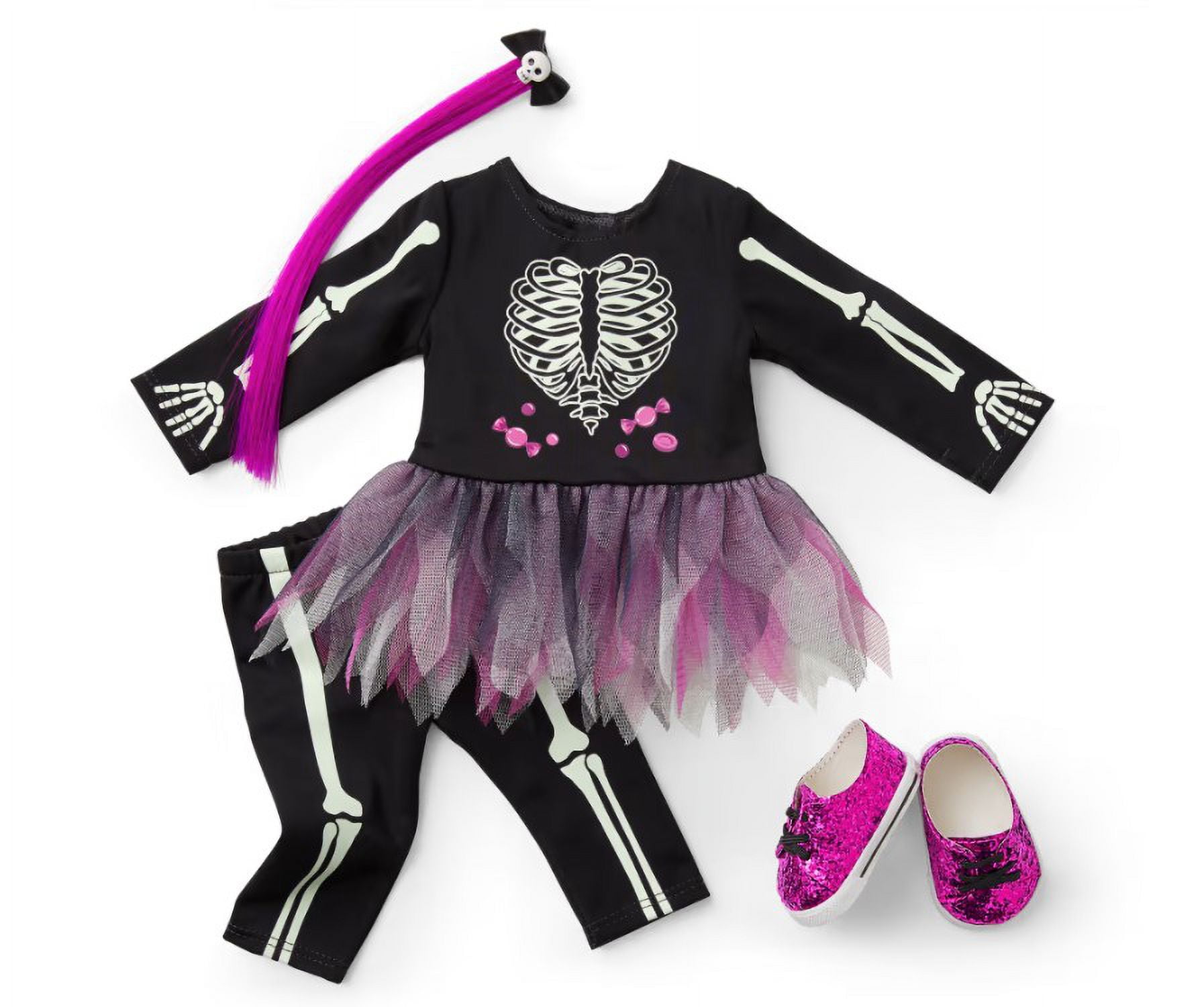 American Girl You Glow Girl Skeleton Costume for 18 inch dolls