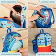 thumbnail image 5 of Wildkin Trains, Planes & Trucks Child, Teen Pack-It-All 15 Inch School & Travel Backpack in Blue for Boys, Front strap for attaching Wildkin's Clip-in Lunchbox, Generously sized exterior front pocket, 5 of 9