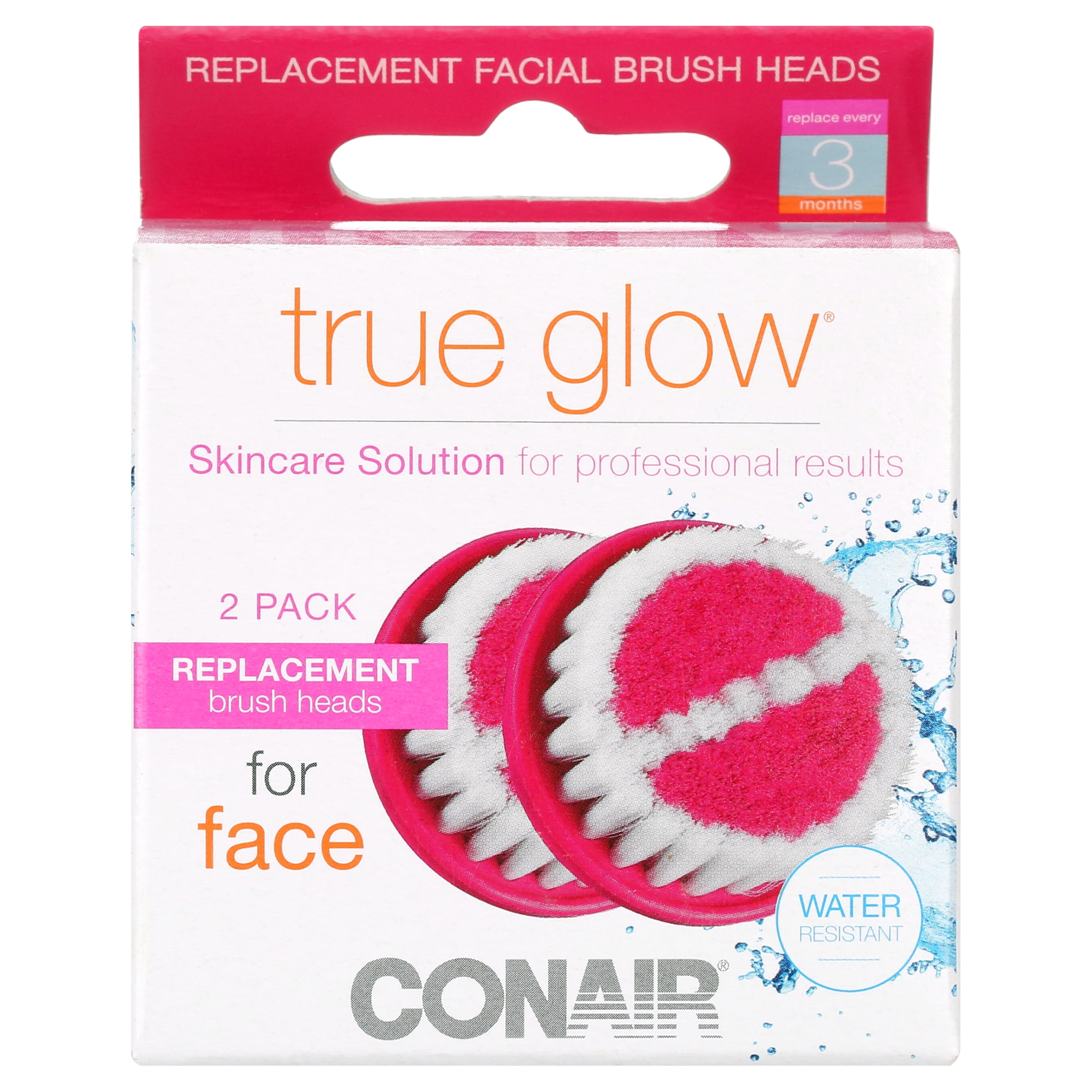 (4 pack) Conair True Glow Replacement Facial Brush, 2 Count